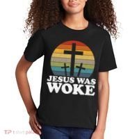 Funny Liberal Christian Democrat Jesus Was Woke Kids T-Shirt thumb 2