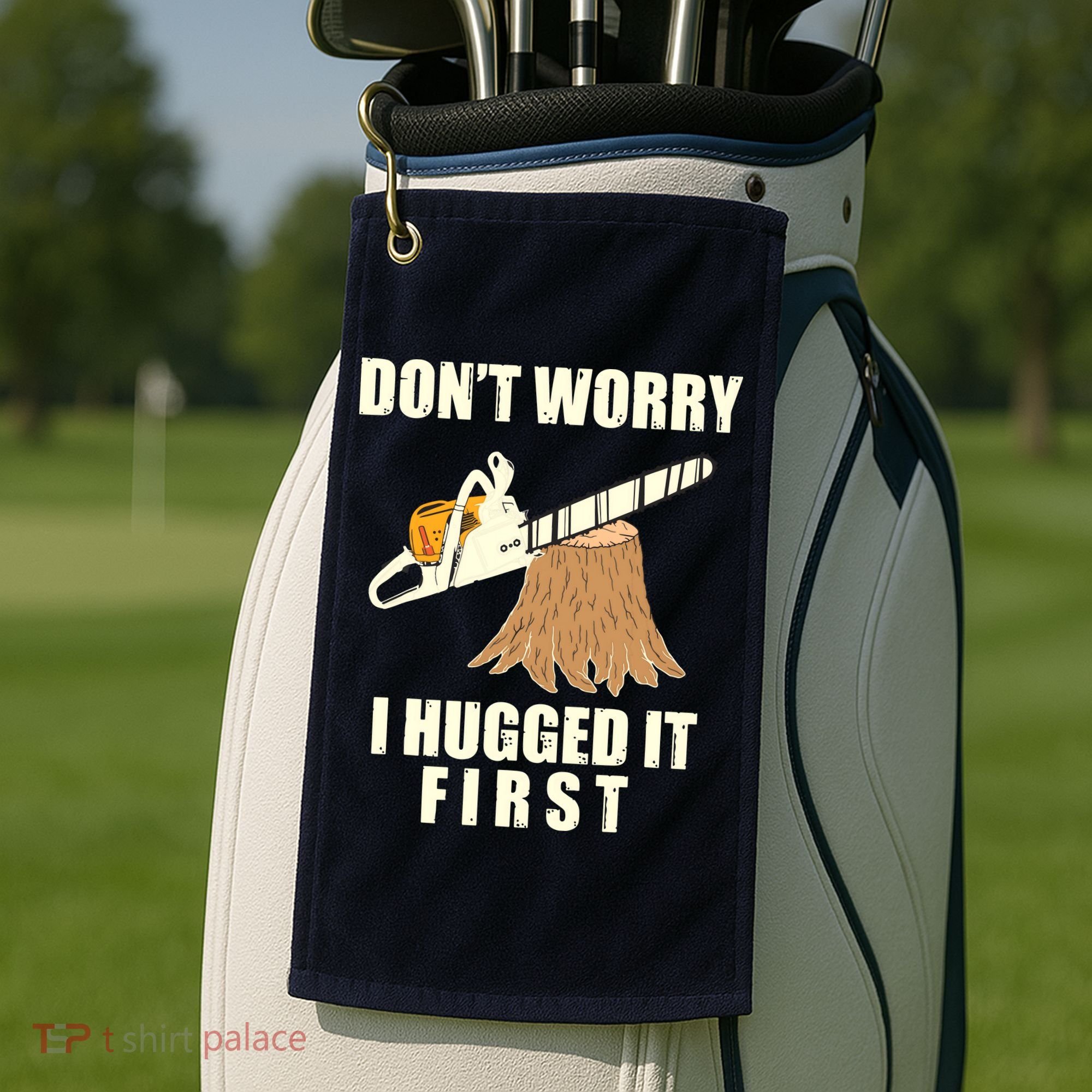 Funny Lumberjack Chainsaw Logging Arborist Gift Men Women Golf Towel