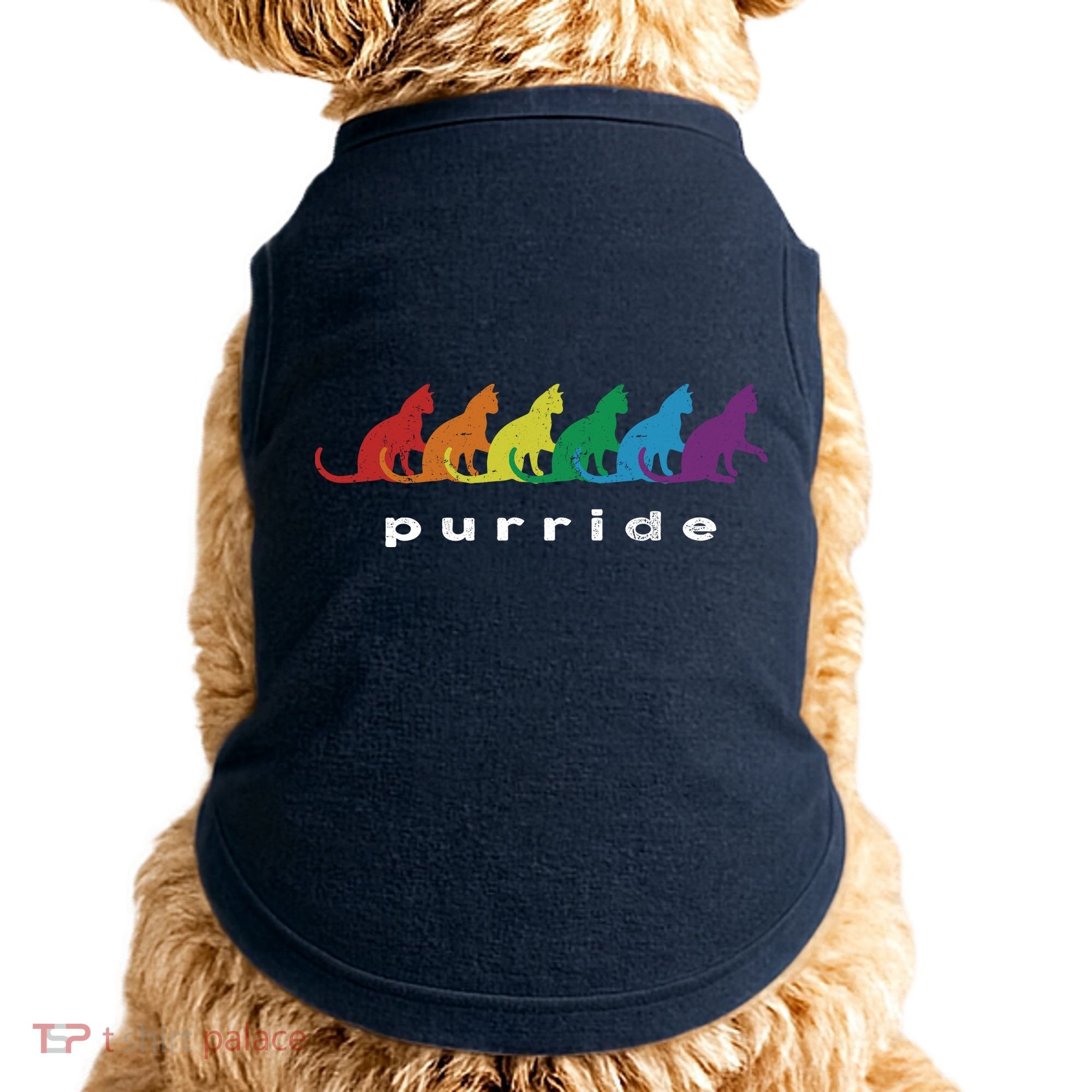 Funny LGBT Cat Rainbow Purride Picture Art Doggie Tank