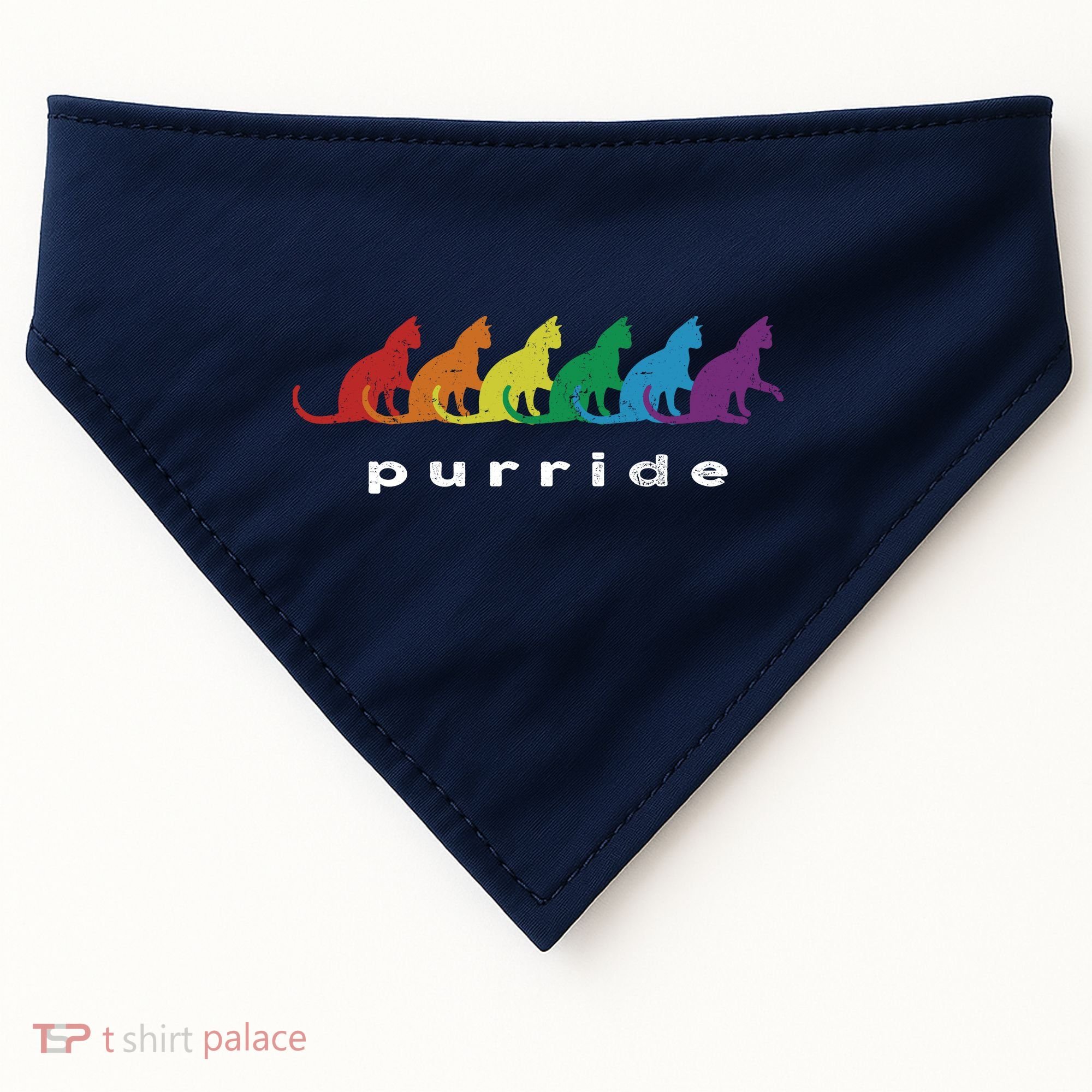 Funny LGBT Cat Rainbow Purride Picture Art USA-Made Doggie Bandana
