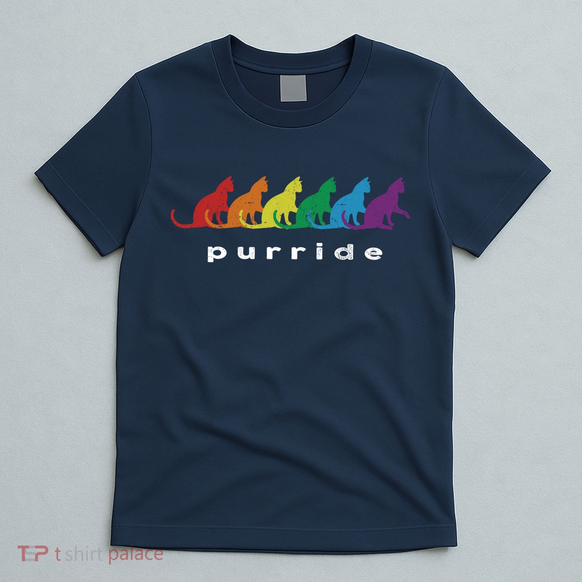 Funny LGBT Cat Rainbow Purride Picture Art T-Shirt