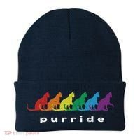 Funny LGBT Cat Rainbow Purride Picture Art Beanie thumb 0