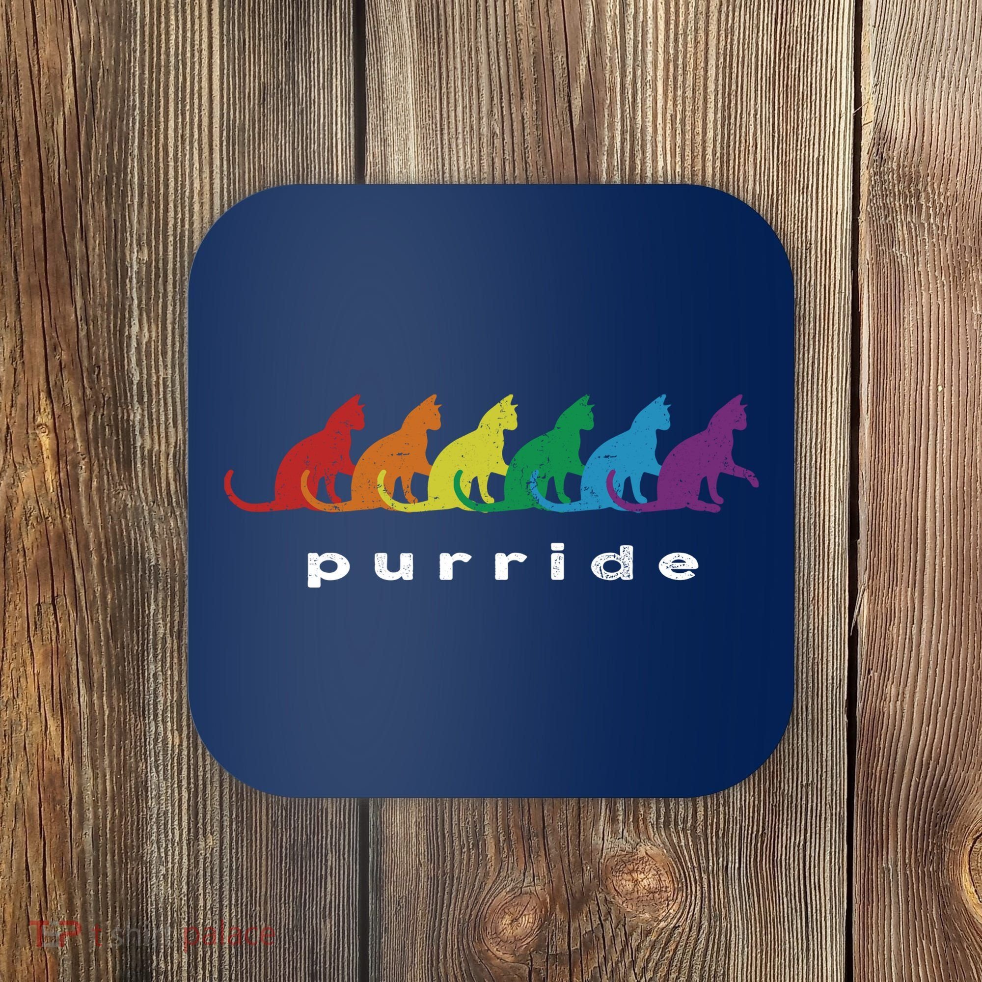 Funny LGBT Cat Rainbow Purride Picture Art Coaster