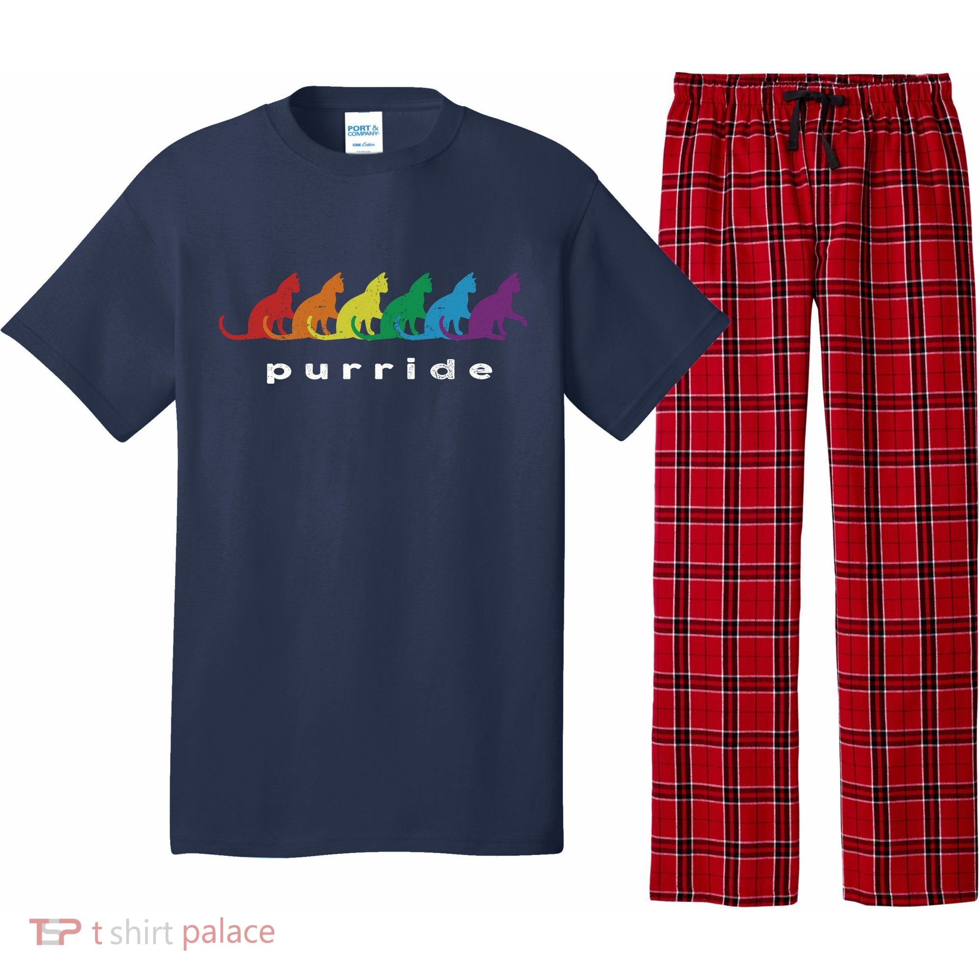 Funny LGBT Cat Rainbow Purride Picture Art Pajama Set