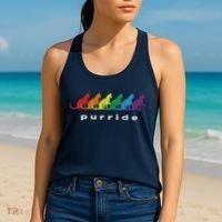 Funny LGBT Cat Rainbow Purride Picture Art Women's Tank Top thumb 2