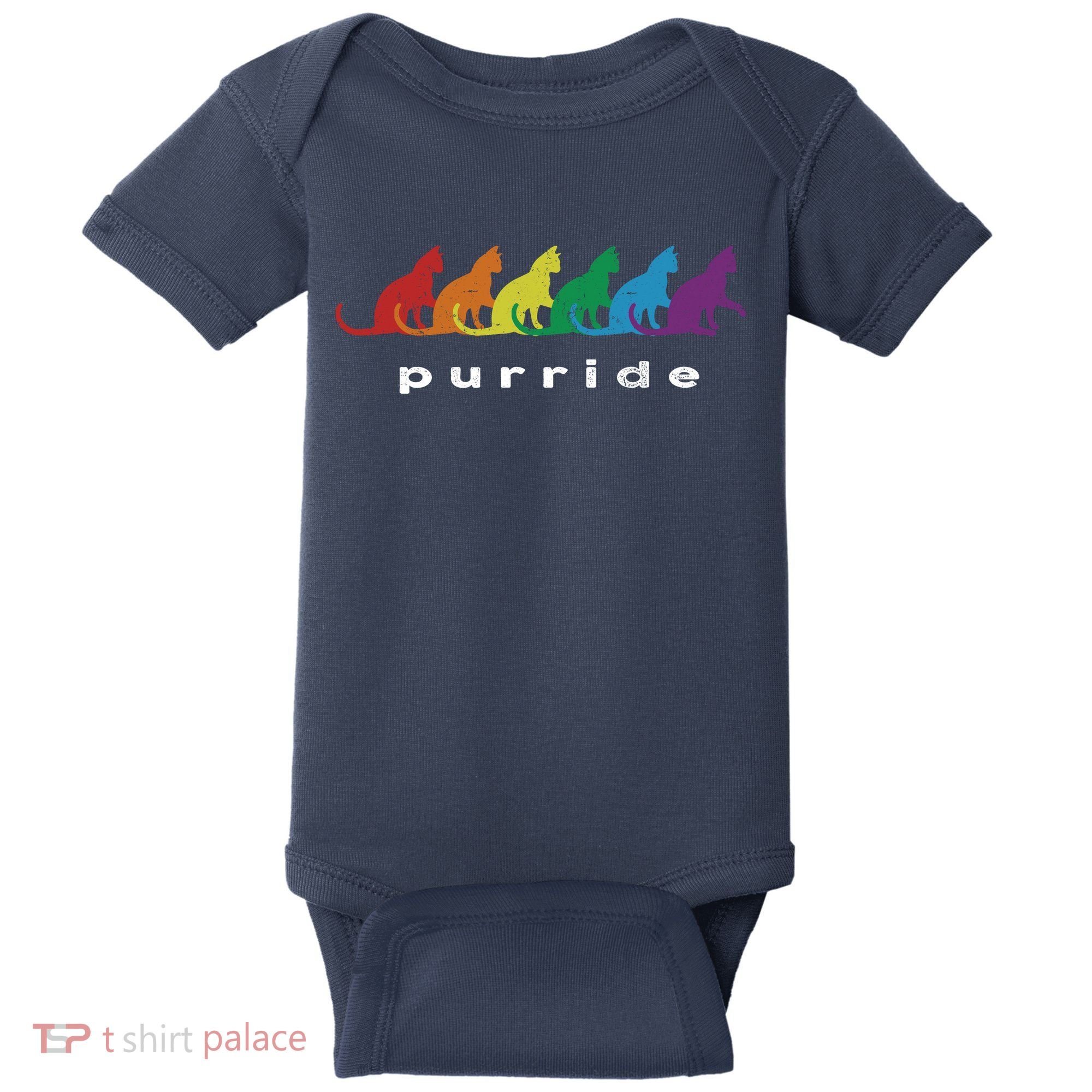 Funny LGBT Cat Rainbow Purride Picture Art Baby Bodysuit