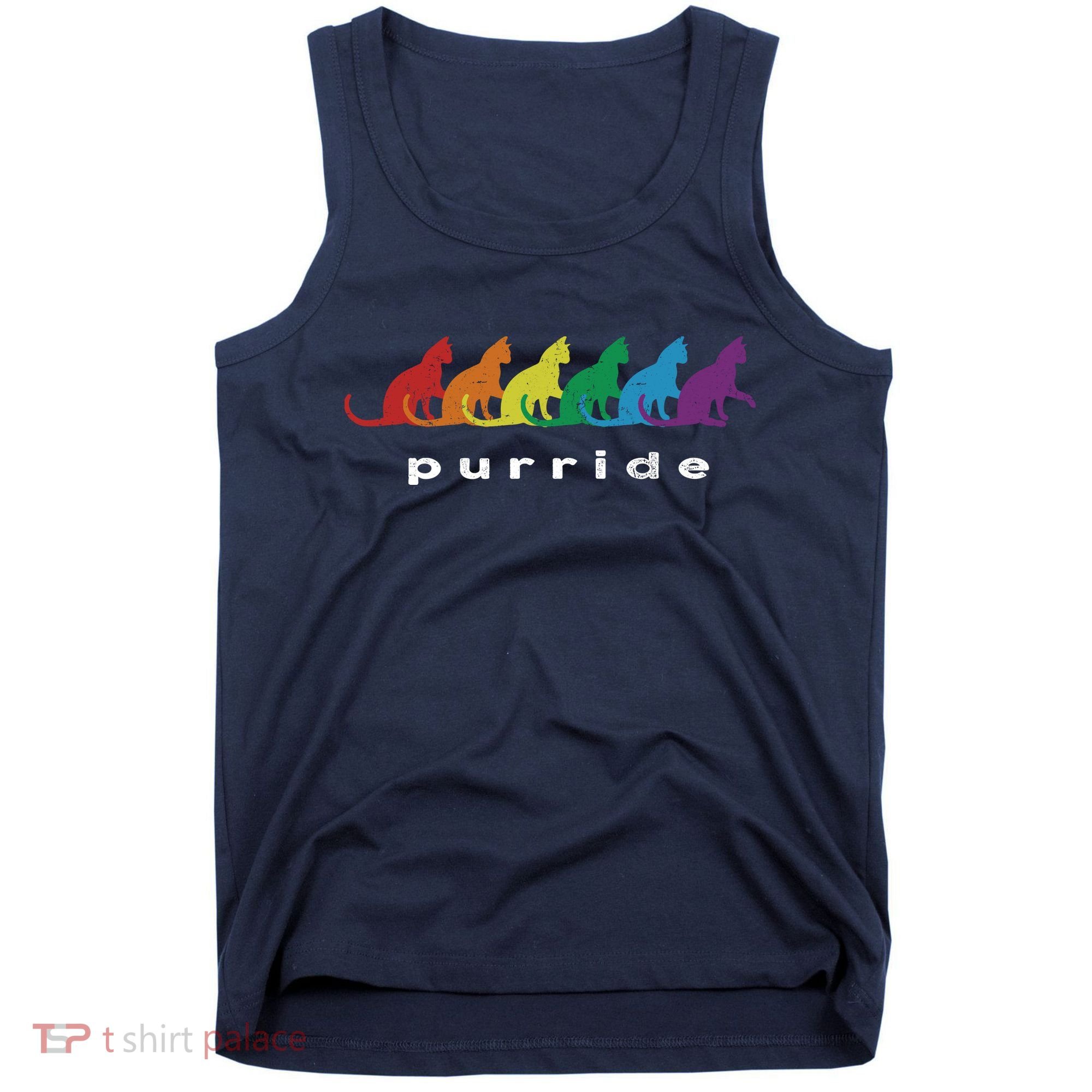 Funny LGBT Cat Rainbow Purride Picture Art Tank Top