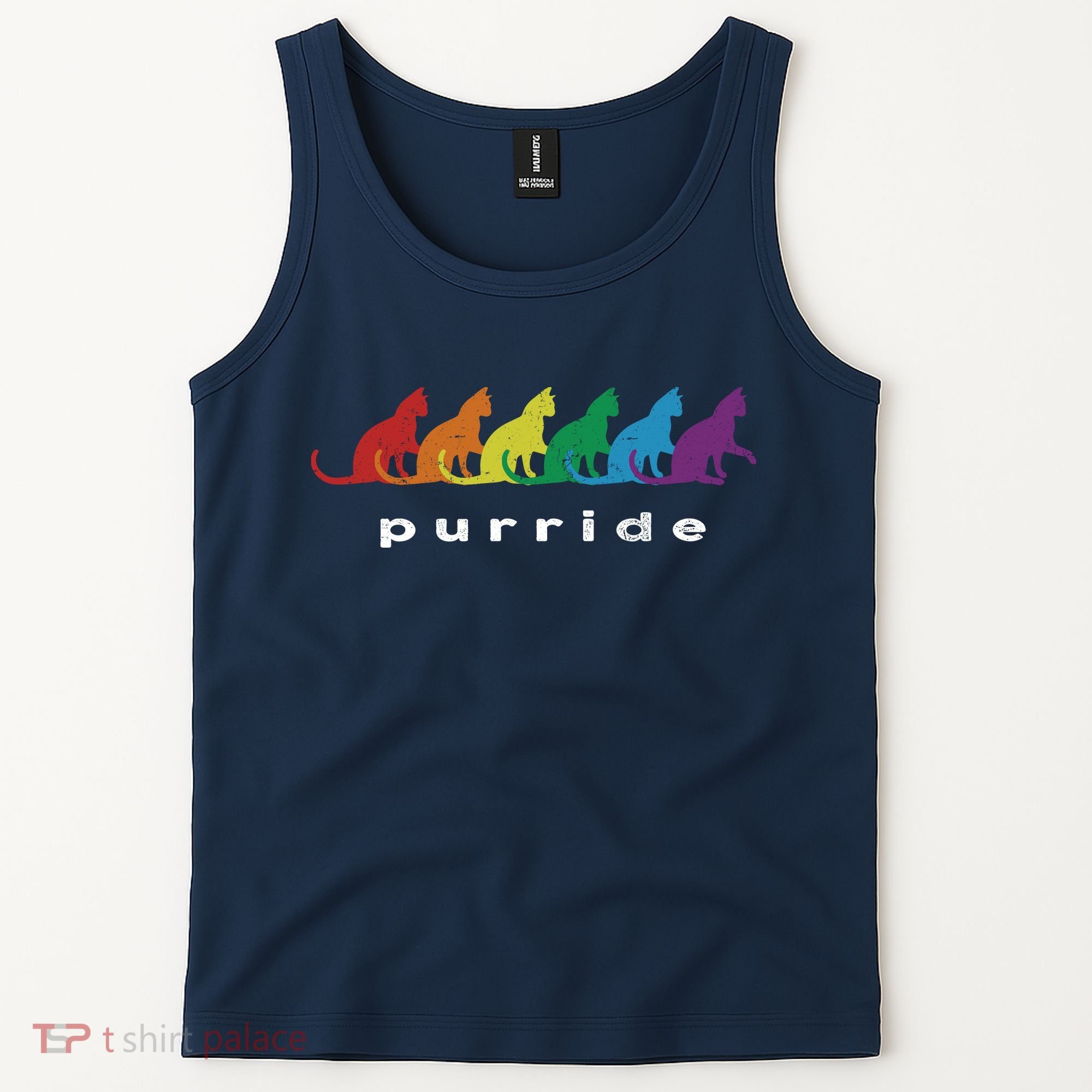 Funny LGBT Cat Rainbow Purride Picture Art Tank Top