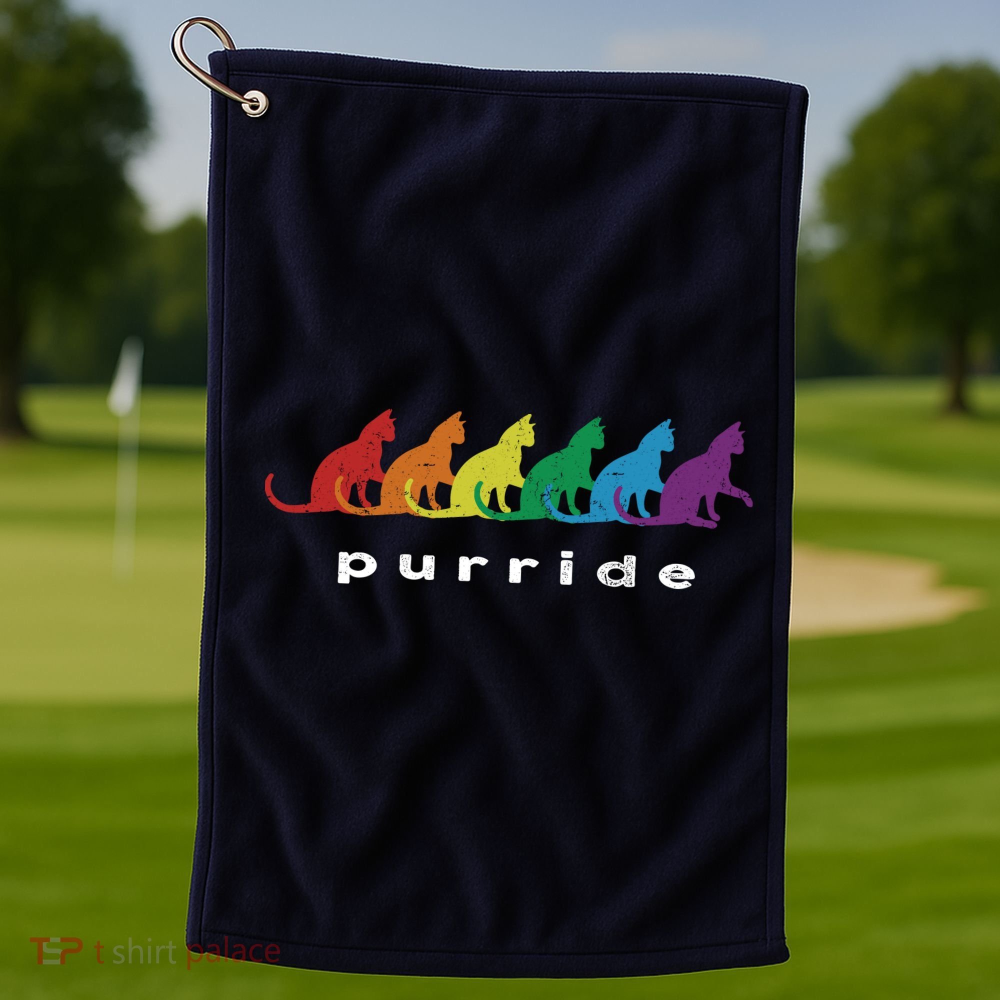 Funny LGBT Cat Rainbow Purride Picture Art Golf Towel