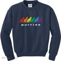 Funny LGBT Cat Rainbow Purride Picture Art Kids Sweatshirt thumb 0