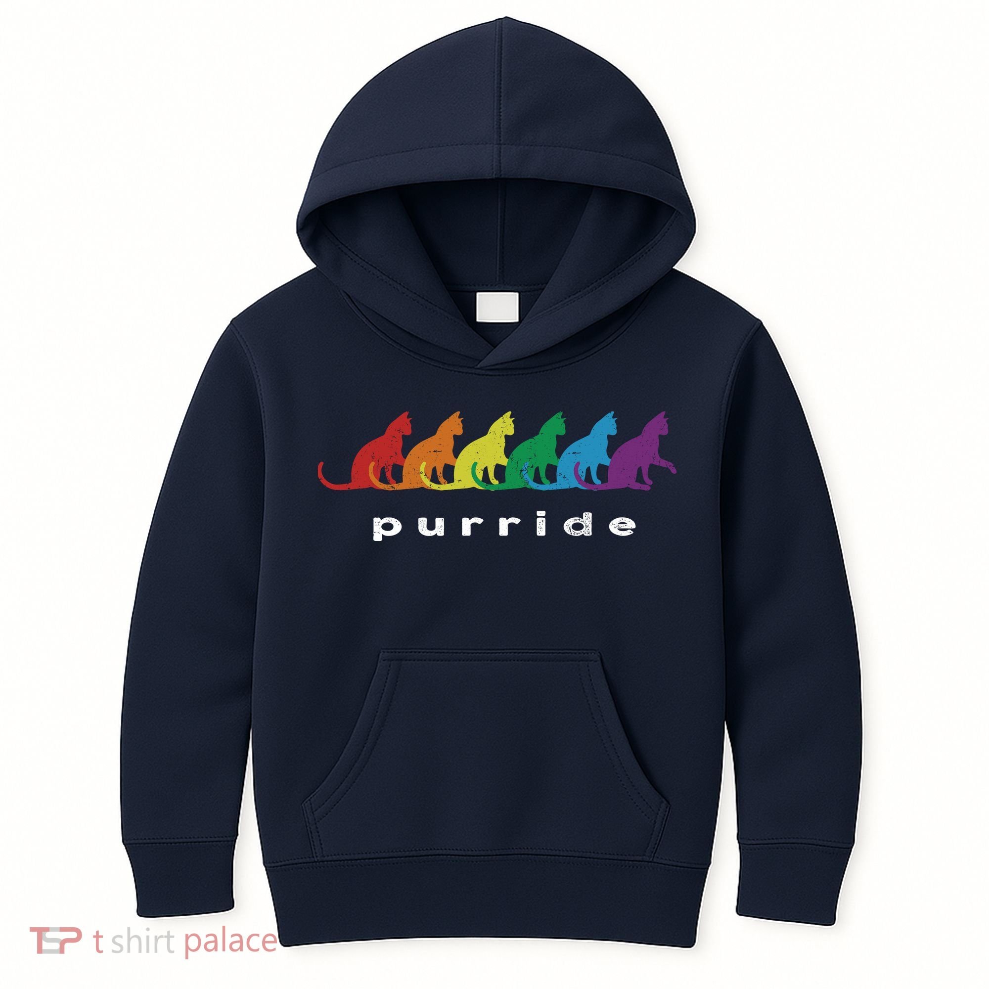 Funny LGBT Cat Rainbow Purride Picture Art Kids Hoodie