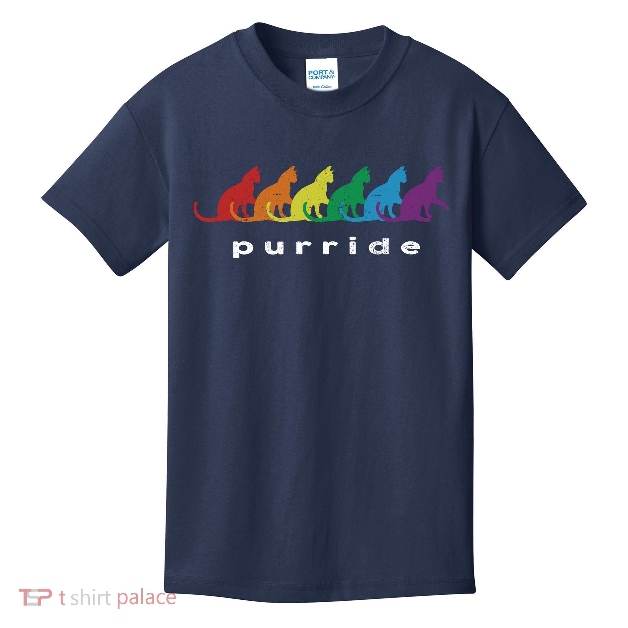 Funny LGBT Cat Rainbow Purride Picture Art Kids T-Shirt