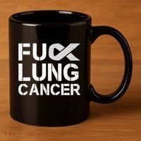 Fuck Lung Cancer Awareness Month Support Ribbon Warrior 11oz C Handle Ceramic Mug thumb 3