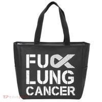 Fuck Lung Cancer Awareness Month Support Ribbon Warrior Tote Bag thumb 0