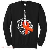 Fuck Leukemia Cancer Middle Finger Leukemia Cancer Awareness Sweatshirt thumb 0