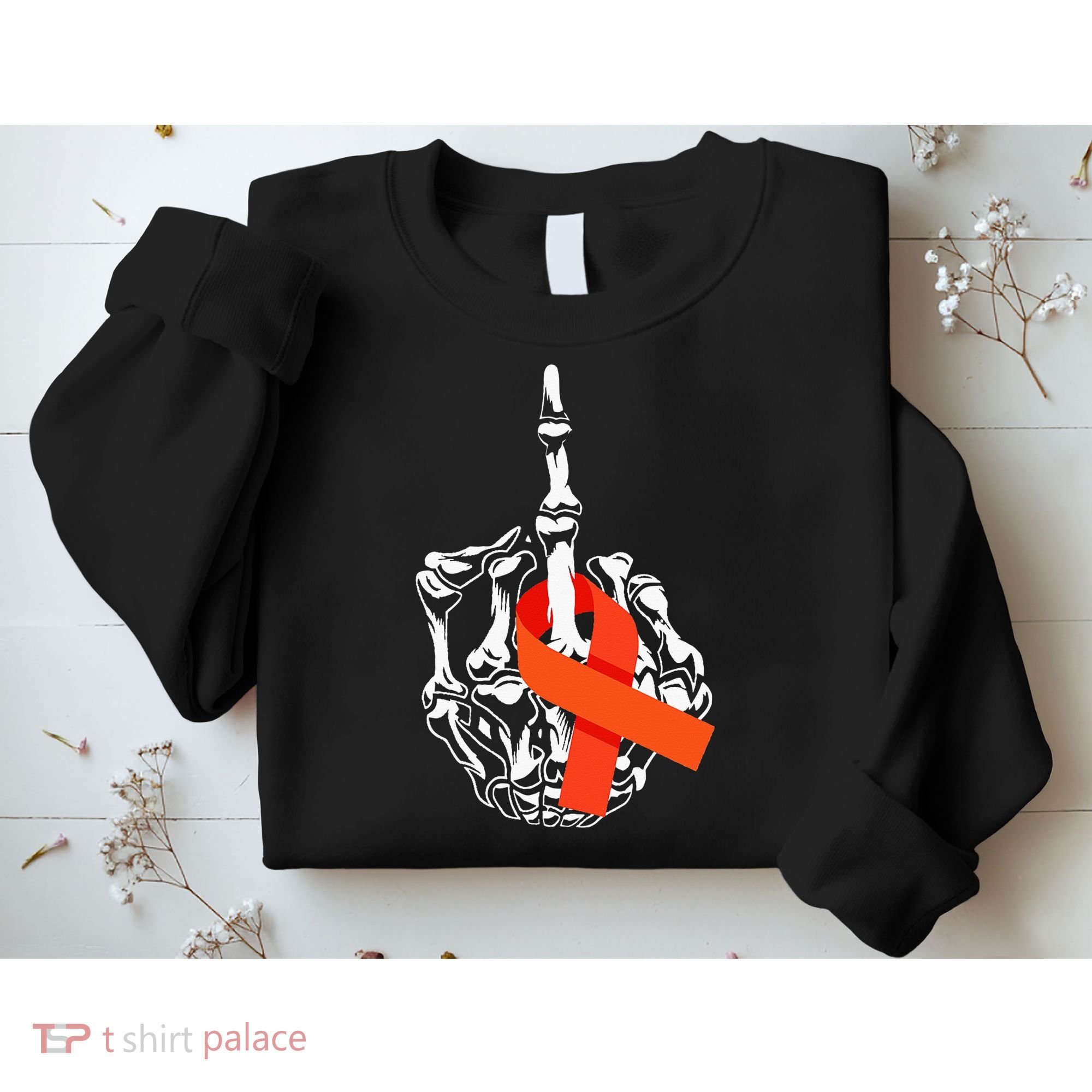 Fuck Leukemia Cancer Middle Finger Leukemia Cancer Awareness Sweatshirt