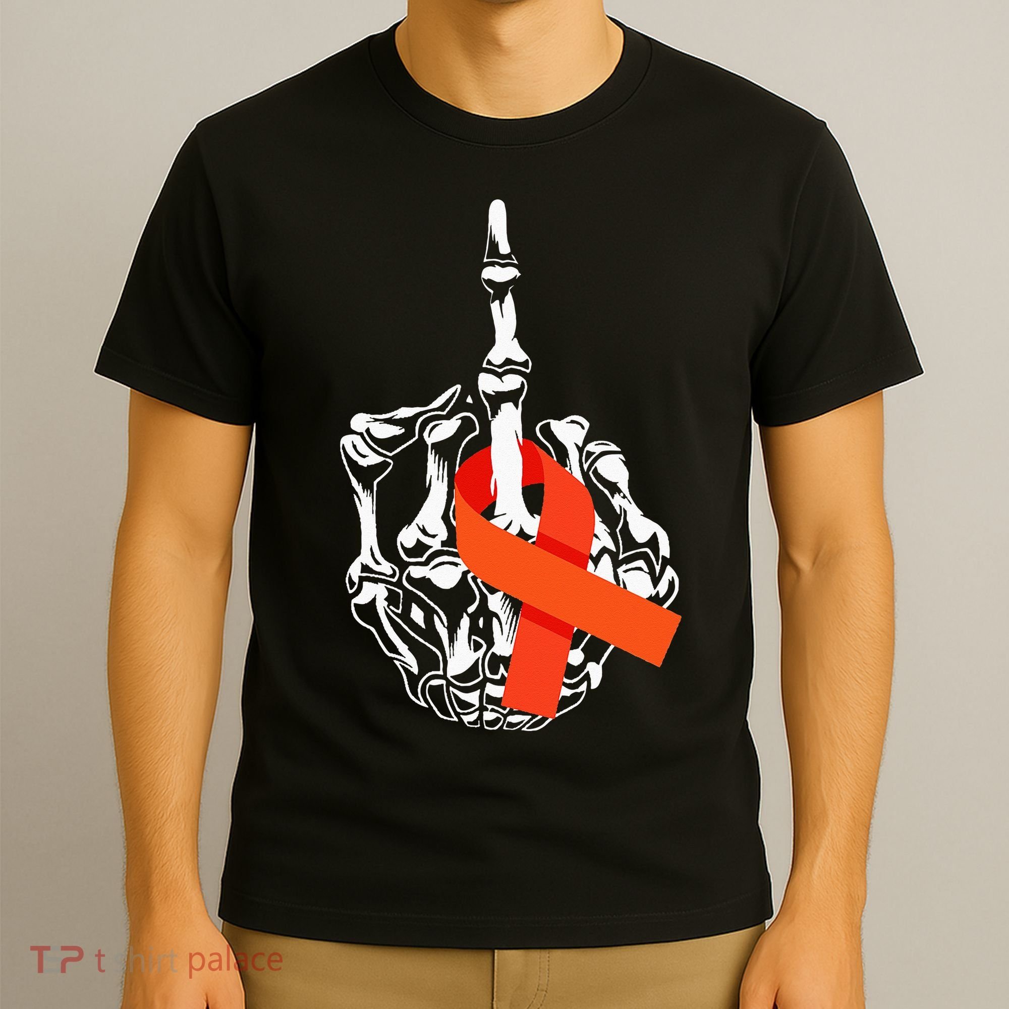 Fuck Leukemia Cancer Middle Finger Leukemia Cancer Awareness T-Shirt