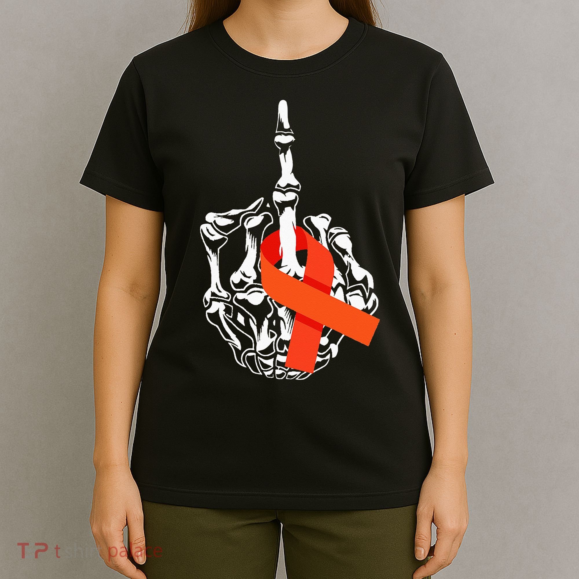 Fuck Leukemia Cancer Middle Finger Leukemia Cancer Awareness T-Shirt