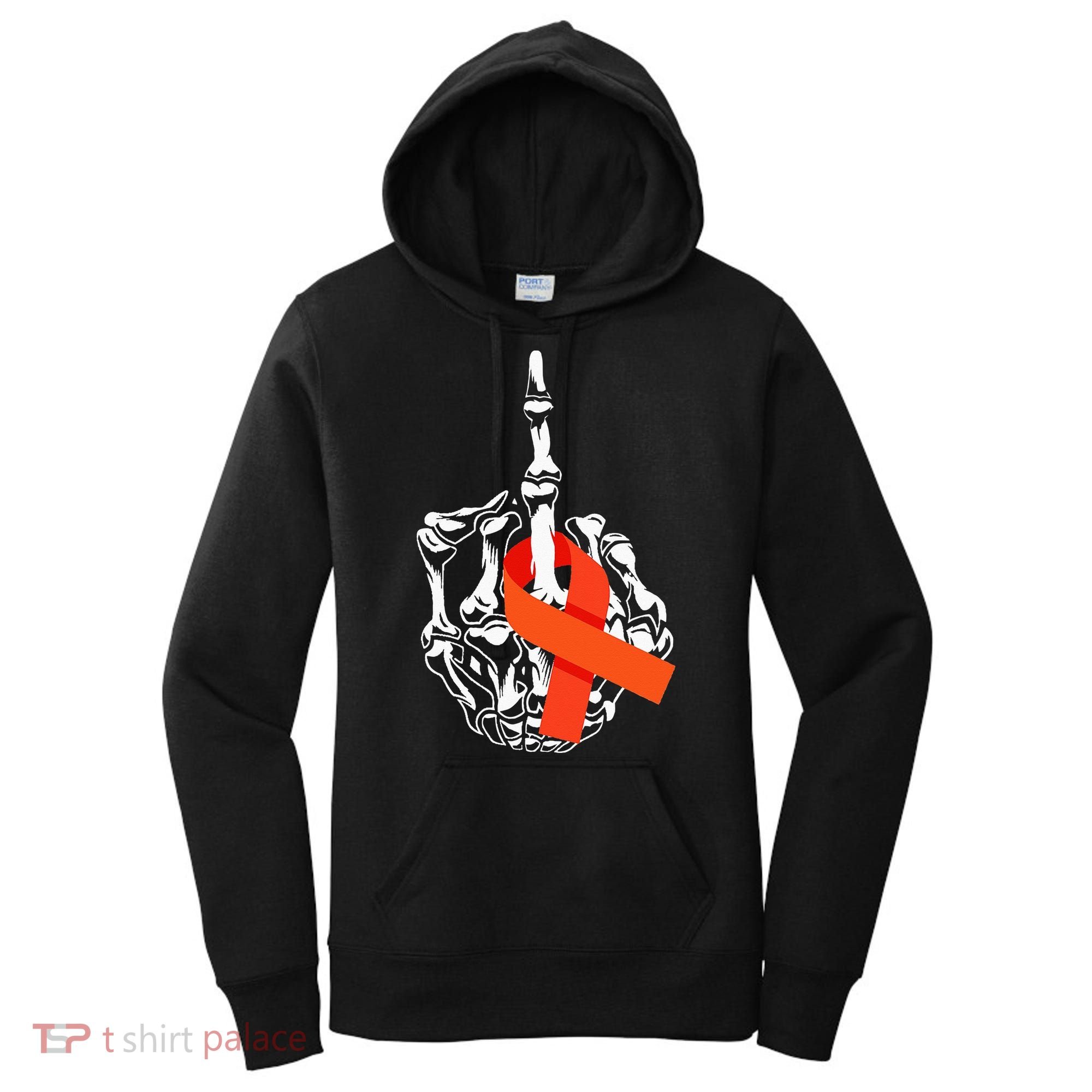 Fuck Leukemia Cancer Middle Finger Leukemia Cancer Awareness Women's Hoodie