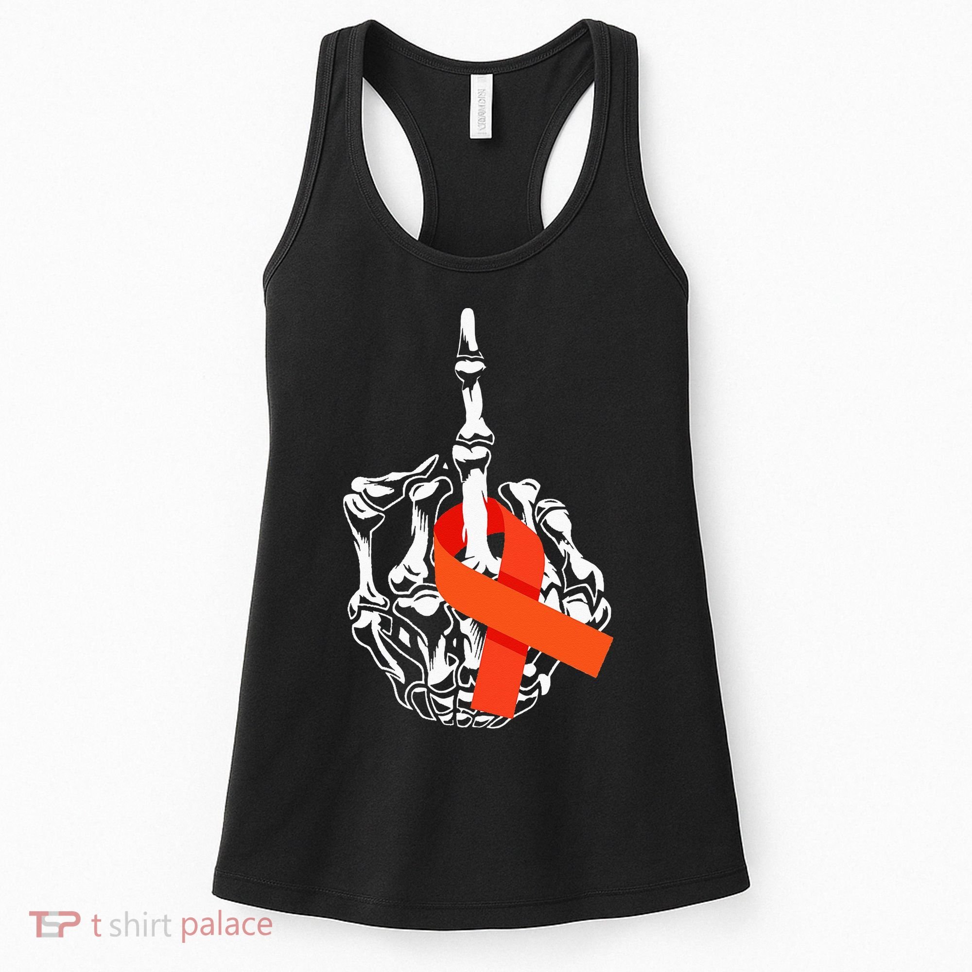 Fuck Leukemia Cancer Middle Finger Leukemia Cancer Awareness Women's Tank Top