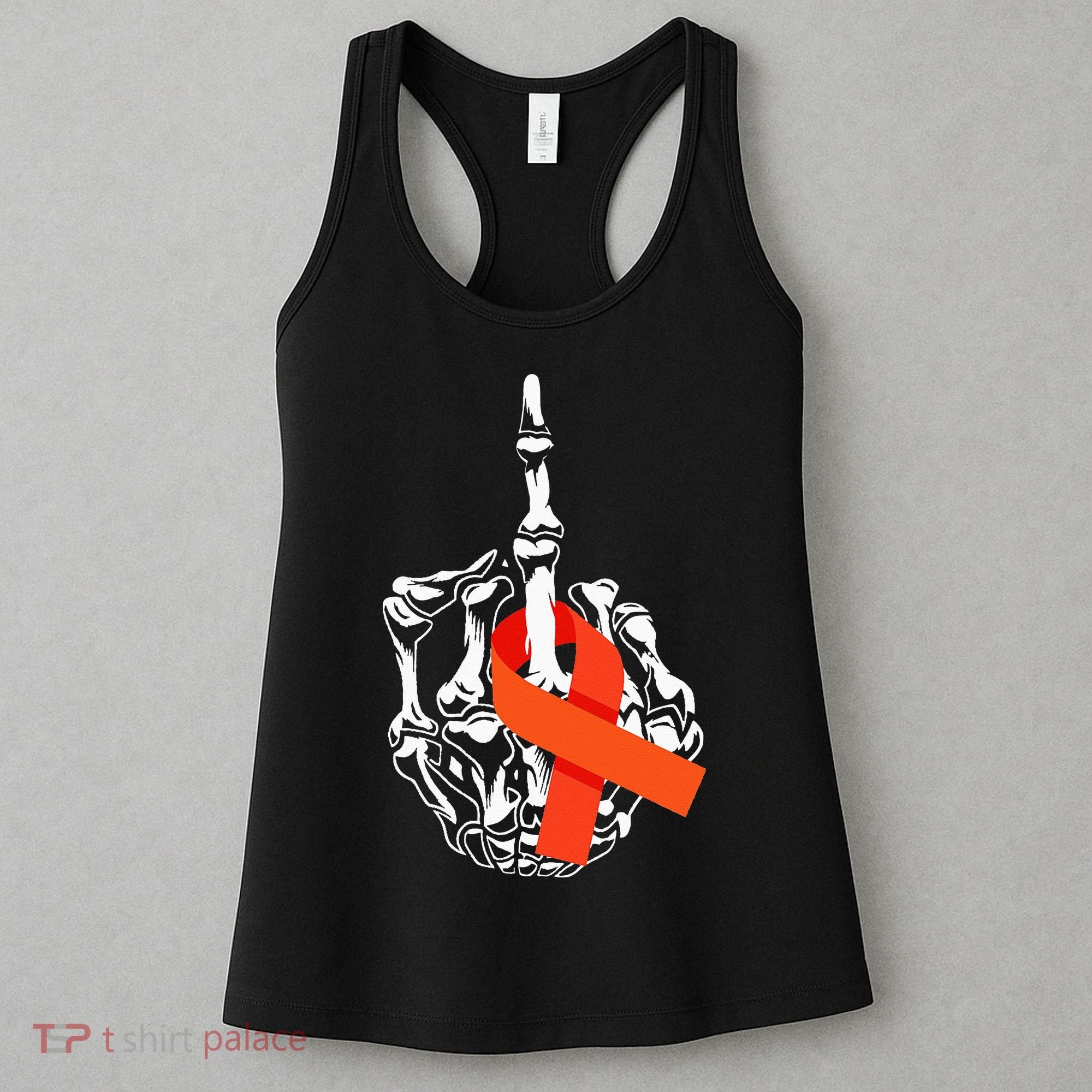 Fuck Leukemia Cancer Middle Finger Leukemia Cancer Awareness Women's Tank Top