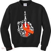 Fuck Leukemia Cancer Middle Finger Leukemia Cancer Awareness Kids Sweatshirt thumb 0