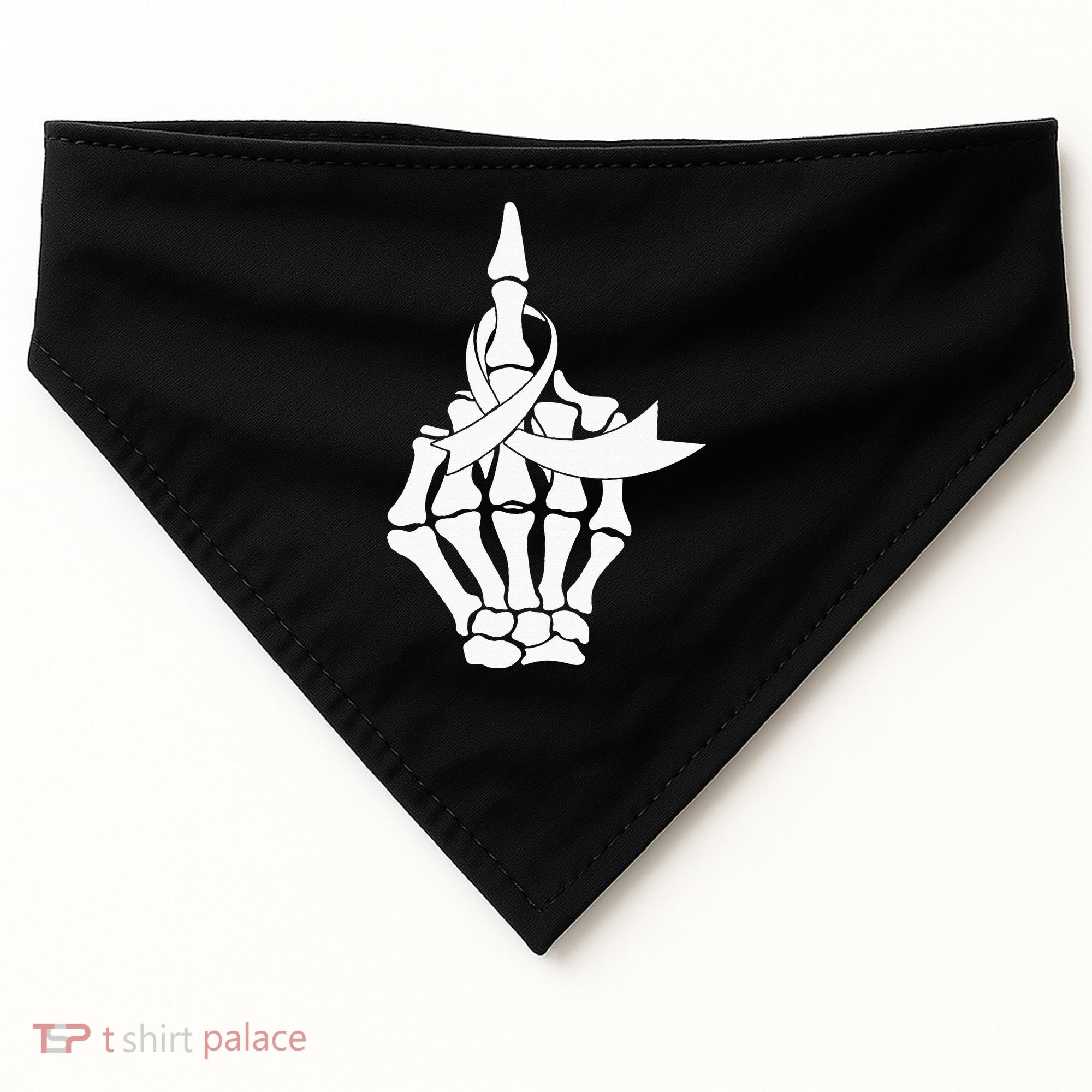 Fuck Lung Cancer Middle Finger White Ribbon USA-Made Doggie Bandana