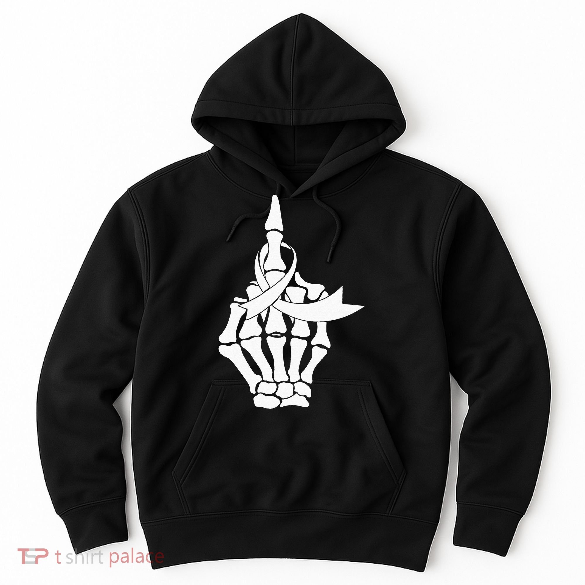 Fuck Lung Cancer Middle Finger White Ribbon Hoodie