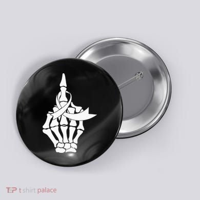 Fuck Lung Cancer Middle Finger White Ribbon Button