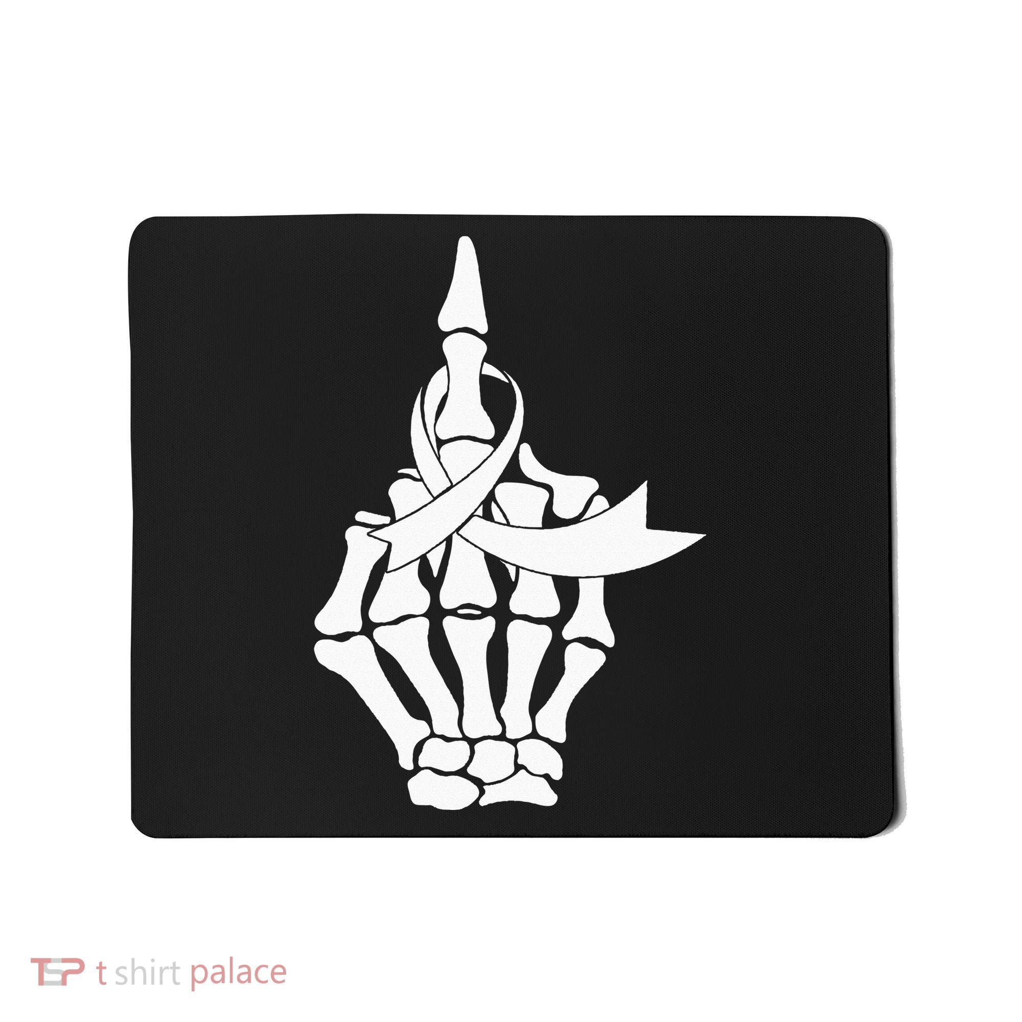 Fuck Lung Cancer Middle Finger White Ribbon Mousepad