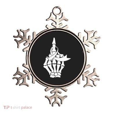 Fuck Lung Cancer Middle Finger White Ribbon Ornament