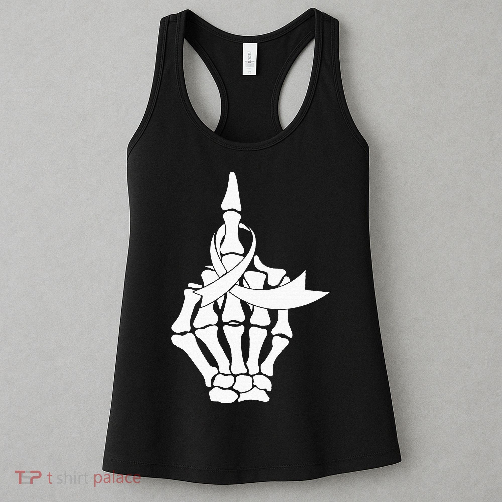 Fuck Lung Cancer Middle Finger White Ribbon Women's Tank Top