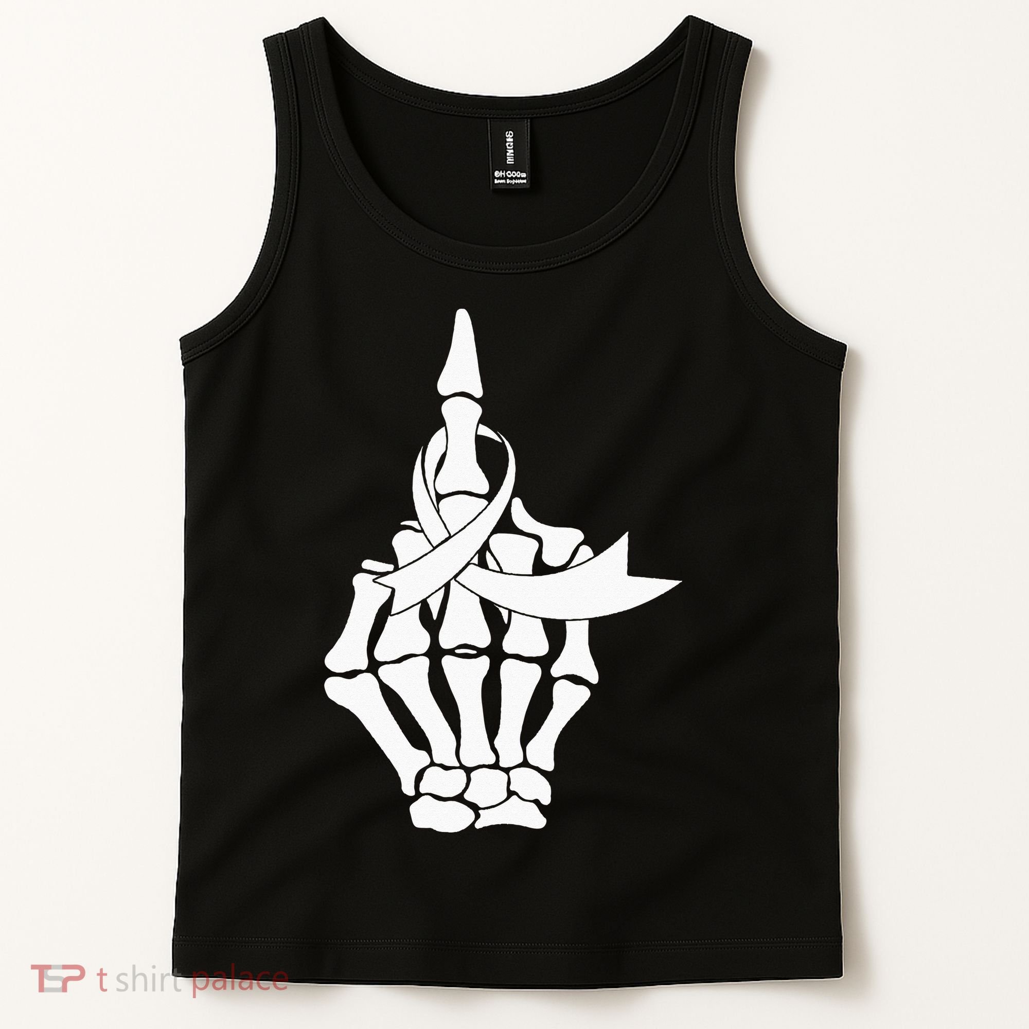 Fuck Lung Cancer Middle Finger White Ribbon Tank Top