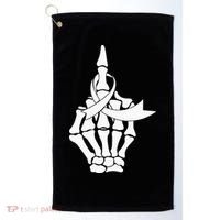 Fuck Lung Cancer Middle Finger White Ribbon Golf Towel thumb 0