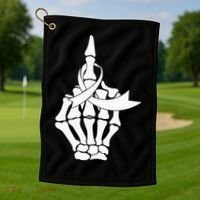 Fuck Lung Cancer Middle Finger White Ribbon Golf Towel thumb 1