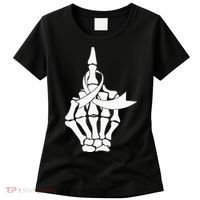 Fuck Lung Cancer Middle Finger White Ribbon Women's T-Shirt thumb 0