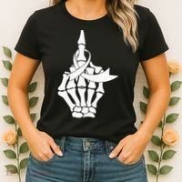 Fuck Lung Cancer Middle Finger White Ribbon Women's T-Shirt thumb 2