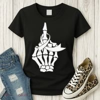 Fuck Lung Cancer Middle Finger White Ribbon Women's T-Shirt thumb 3