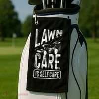 Funny Lawn Care Self Care Dad Lawn Mowing Joke Golf Towel thumb 2
