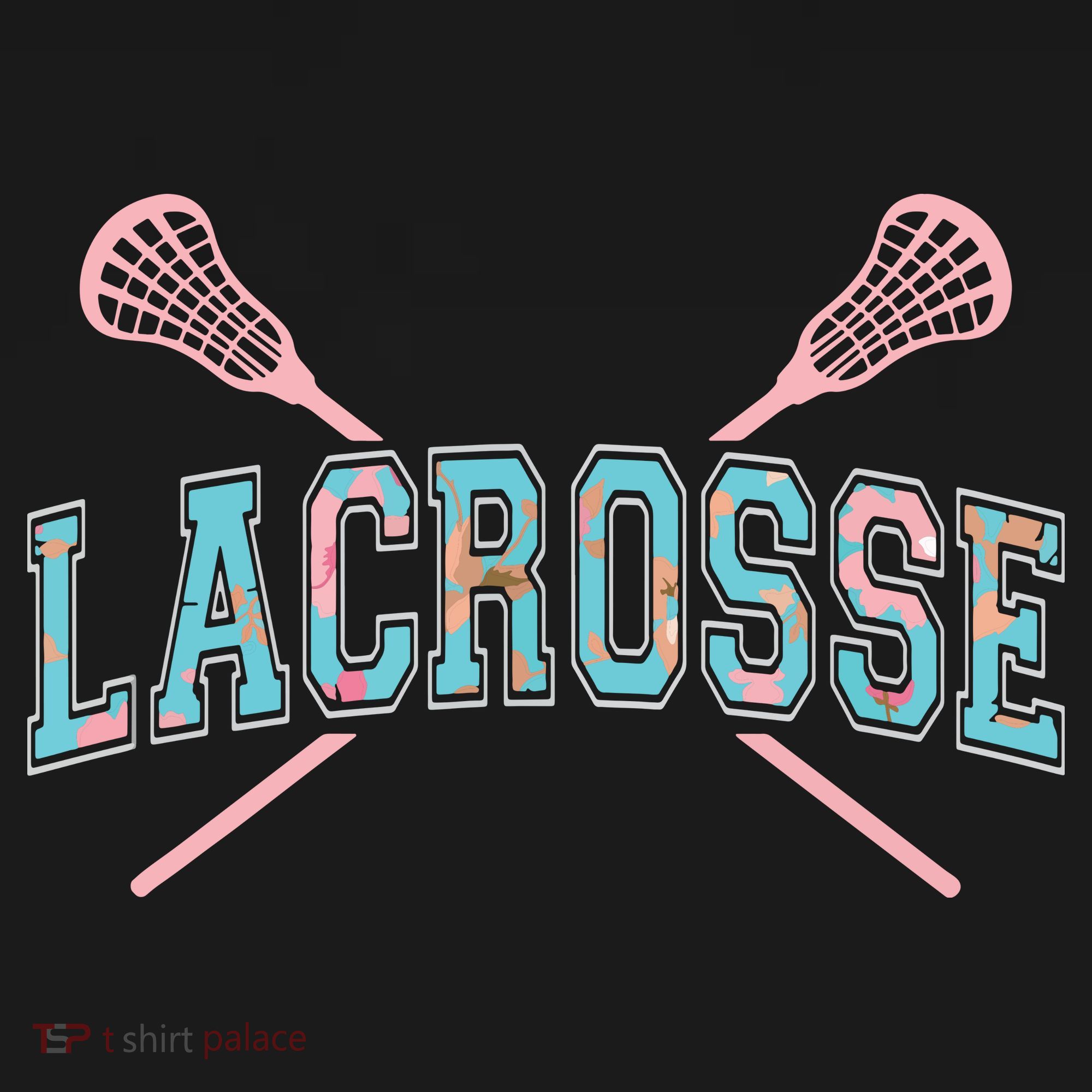 Floral Lacrosse Crossed Sticks LAX Girly Teal Pink Head Ornament