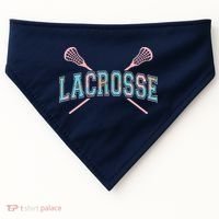 Floral Lacrosse Crossed Sticks LAX Girly Teal Pink Head USA-Made Doggie Bandana thumb 0