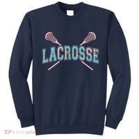 Floral Lacrosse Crossed Sticks LAX Girly Teal Pink Head Sweatshirt thumb 0