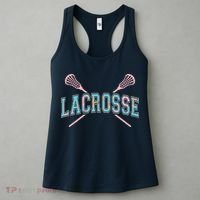 Floral Lacrosse Crossed Sticks LAX Girly Teal Pink Head Women's Tank Top thumb 3