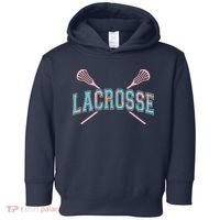 Floral Lacrosse Crossed Sticks LAX Girly Teal Pink Head Toddler Hoodie thumb 0