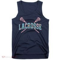 Floral Lacrosse Crossed Sticks LAX Girly Teal Pink Head Tank Top thumb 0
