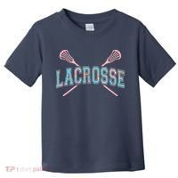 Floral Lacrosse Crossed Sticks LAX Girly Teal Pink Head Toddler T-Shirt thumb 0