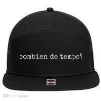 French Language Combien De Temps Or How Long 7 Panel Mesh Trucker Snapback Hat thumb 0