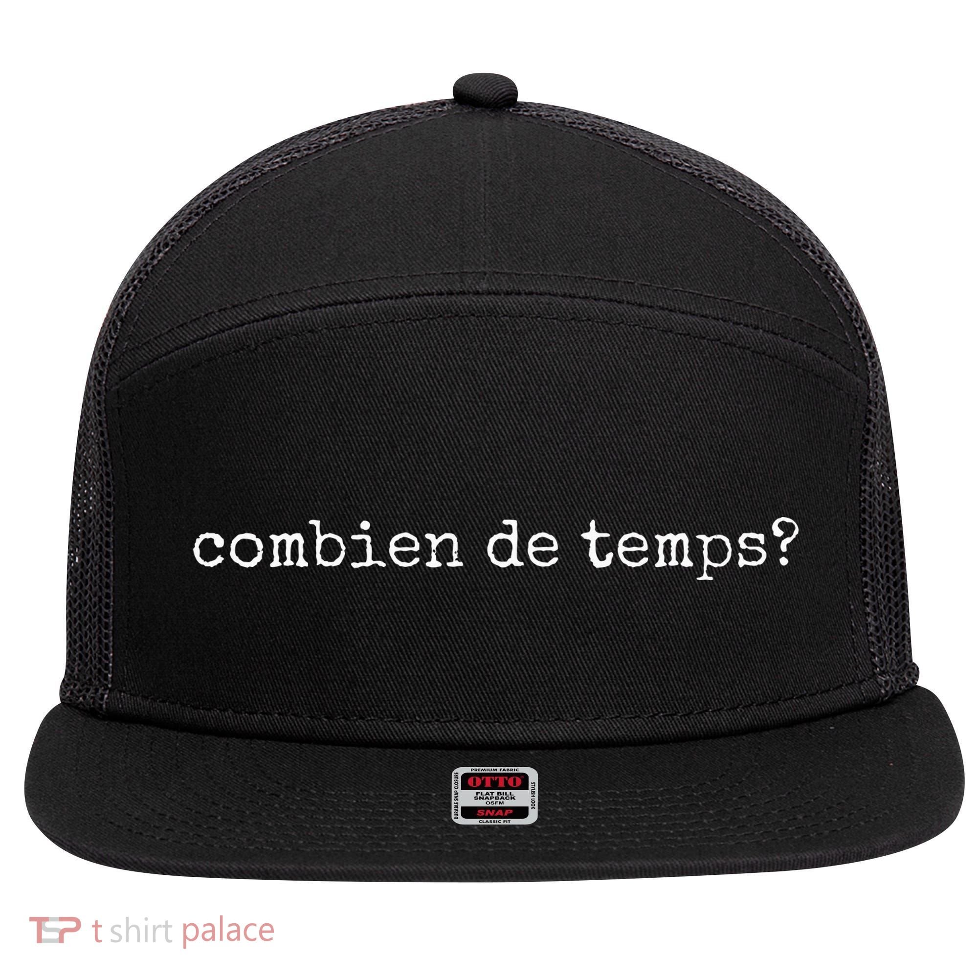 French Language Combien De Temps Or How Long 7 Panel Mesh Trucker Snapback Hat