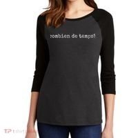 French Language Combien De Temps Or How Long Women's Tri-Blend 3/4-Sleeve Raglan Shirt thumb 2