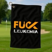 Fuck Leukemia Cancer Awareness Gift Golf Towel thumb 1